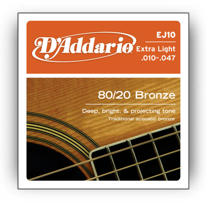 D'ADDARIO EJ10 80/20 BRONZE EXTRA LIGHT (10-47) Струни для акустичної гітари