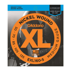 D’ADDARIO EXL160-5 XL NICKEL WOUND BASS MEDIUM 5-STRING (50-135) Струны для бас-гитары