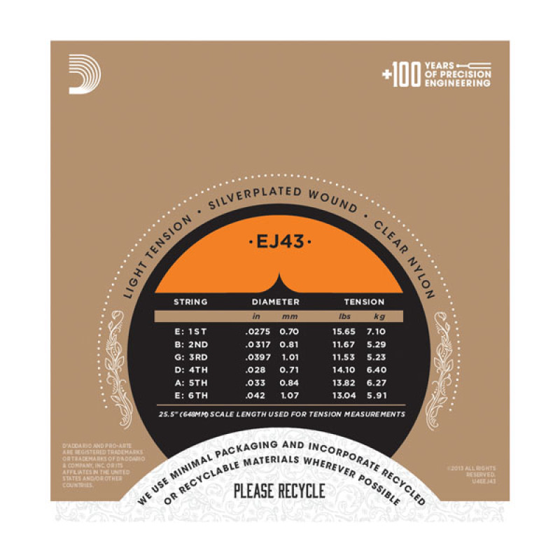 D'ADDARIO EJ43 PRO-ARTE LIGHT TENSION Струни для класичної гітари