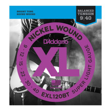 D'ADDARIO EXL120BT XL NICKEL WOUND BALANCED TENSION SUPER LIGHT (09-40) Струни для електрогітари