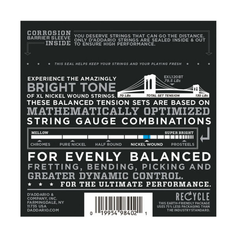 D’ADDARIO EXL120BT XL NICKEL WOUND BALANCED TENSION SUPER LIGHT (09-40) Струны для электрогитары