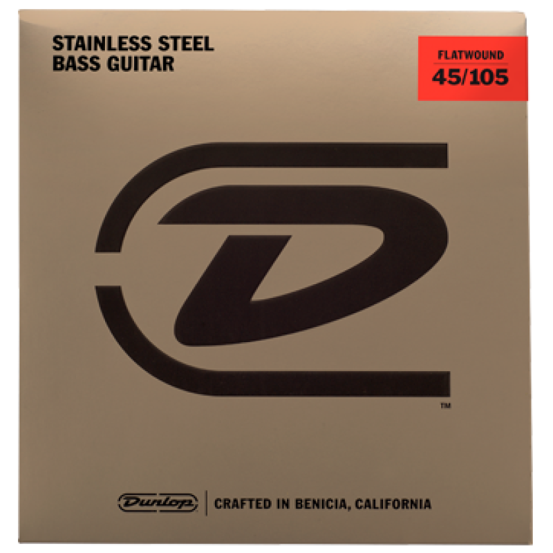 DUNLOP DBFS45105 STAINLESS STEEL FLATWOUND BASS STRINGS 45-105 Струни для бас-гітари