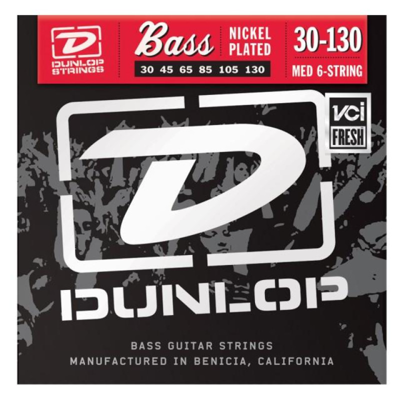 DUNLOP DBN30130 NICKEL WOUND BASS STRINGS 30-130 | 6-STRING Струни для бас-гітари