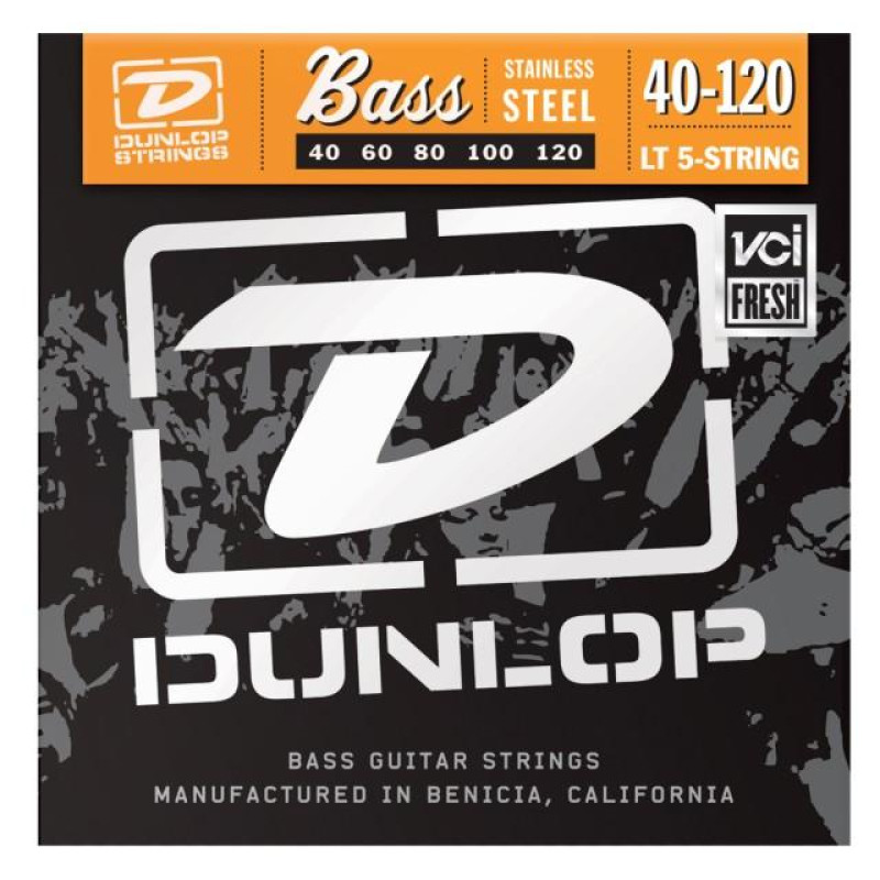 DUNLOP DBS40120 STAINLESS STEEL LIGHT 5-STRING 40-120 Струны для бас-гитары