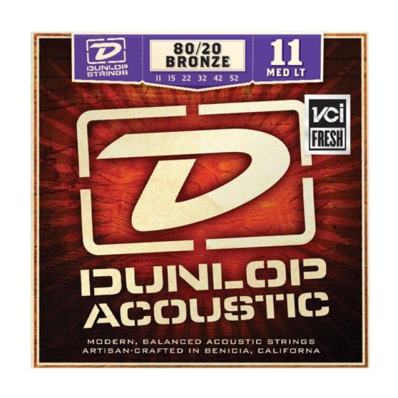 DUNLOP DAB1152 80/20 BRONZE ACOUSTIC GUITAR STRINGS (11-52) Струни для акустичної гітари